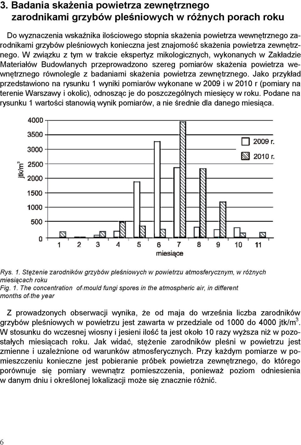 W związku z tym w trakcie ekspertyz mikologicznych, wykonanych w Zakładzie Materiałów Budowlanych przeprowadzono szereg pomiarów skażenia powietrza wewnętrznego równolegle z badaniami skażenia