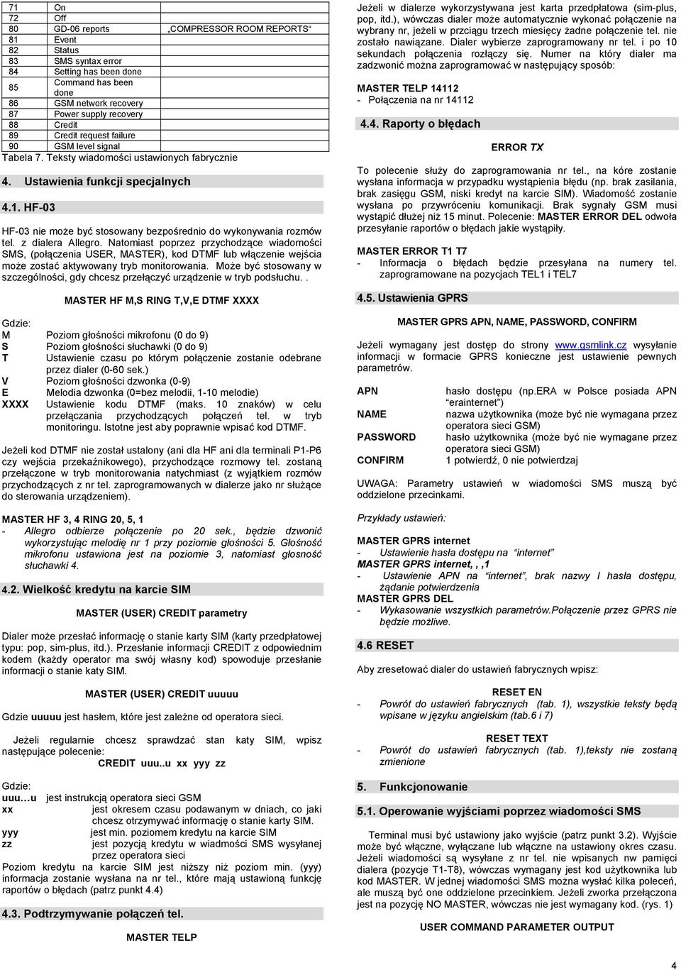 HF-03 HF-03 nie może być stosowany bezpośrednio do wykonywania rozmów tel. z dialera Allegro.