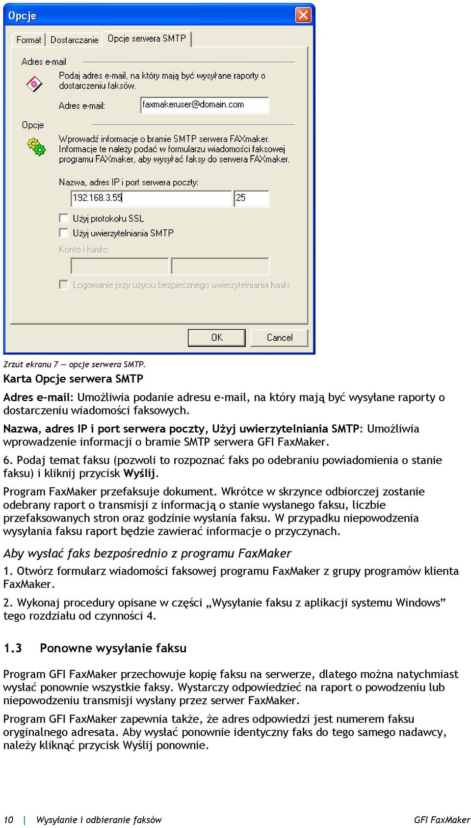 Podaj temat faksu (pozwoli to rozpoznać faks po odebraniu powiadomienia o stanie faksu) i kliknij przycisk Wyślij. Program FaxMaker przefaksuje dokument.