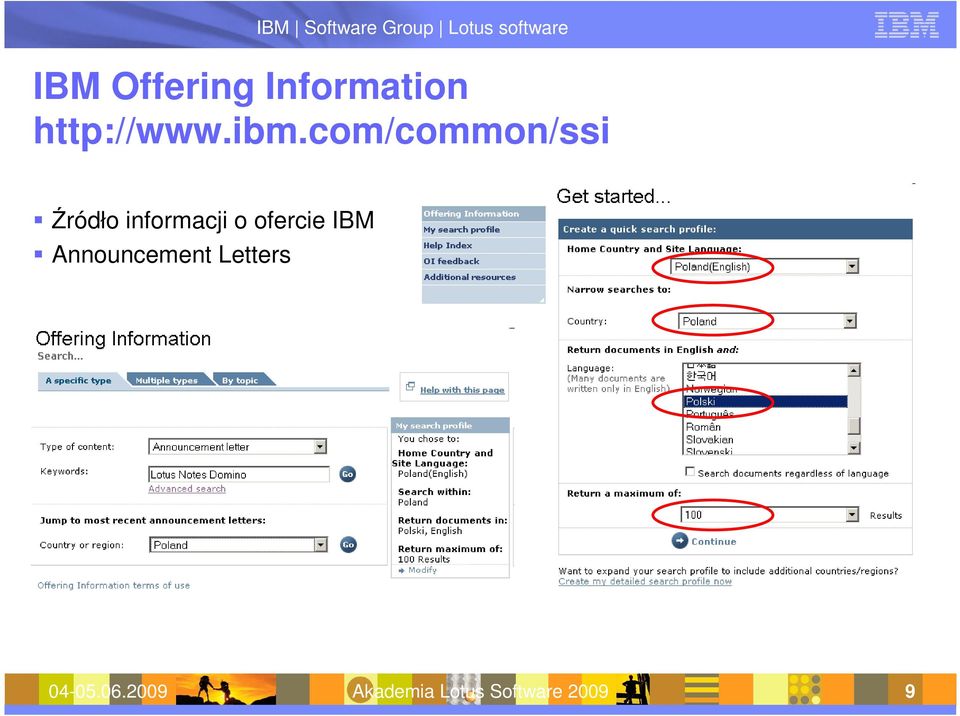o ofercie IBM Announcement Letters