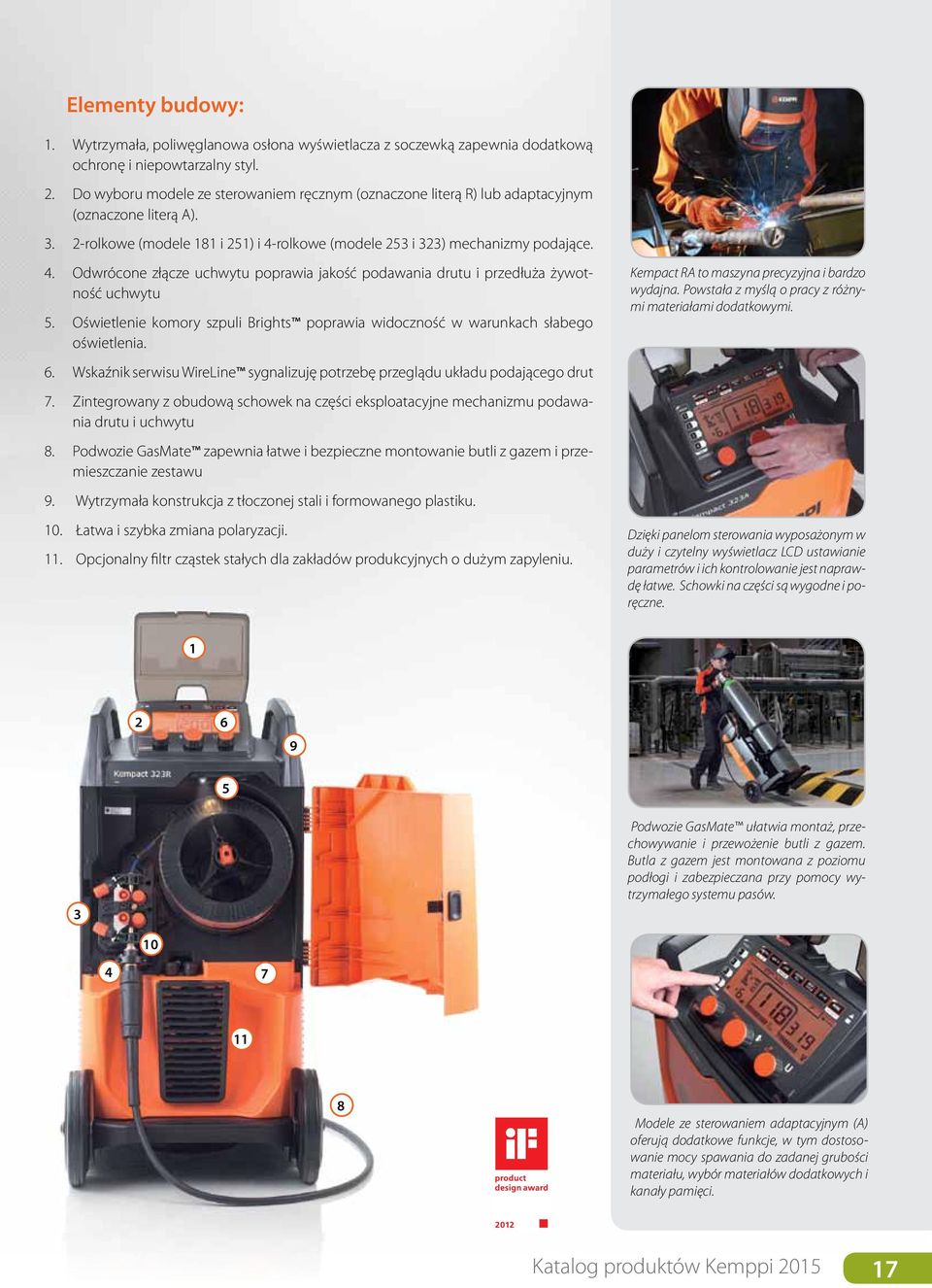 rolkowe (modele 253 i 323) mechanizmy podające. 4. Odwrócone złącze uchwytu poprawia jakość podawania drutu i przedłuża żywotność uchwytu 5.