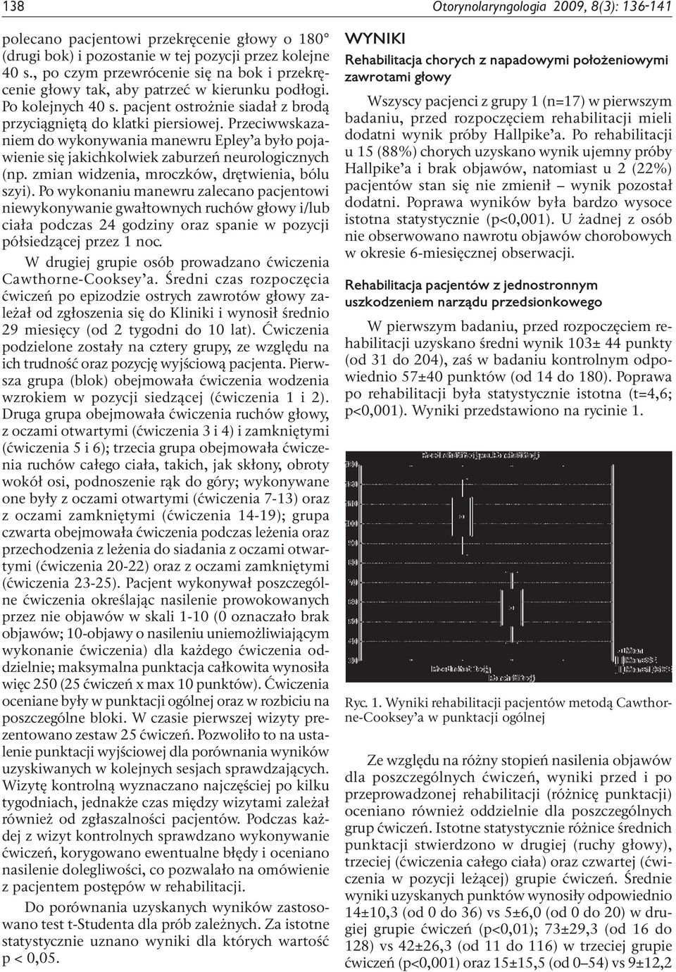 Przeciwwskazaniem do wykonywania manewru Epley a było pojawienie się jakichkolwiek zaburzeń neurologicznych (np. zmian widzenia, mroczków, drętwienia, bólu szyi).