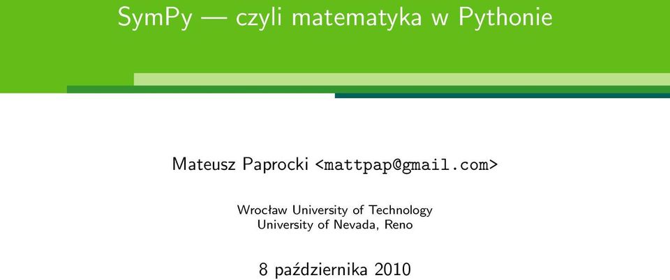com> Wrocław University of Technology