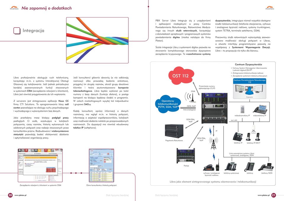 Ścisła integracja Libry z systemami digitex pozwala na stworzenie kompleksowego stanowiska dyspozytora zarządzania kryzysowego.