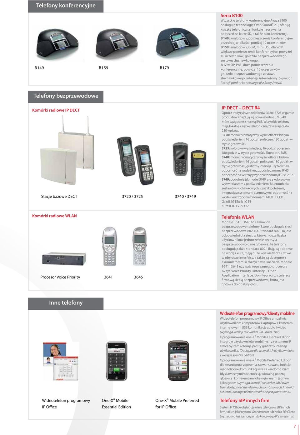 B19: analogowy, GSM, mini-usb dla VoIP, większe pomieszczenia konferencyjne, powyżej 10 uczestników, gniazdo bezprzewodowego zestawu słuchawkowego.