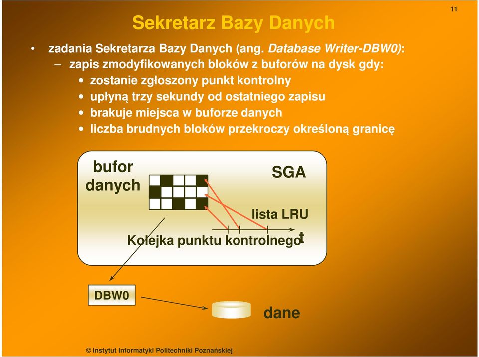 zgłoszony punkt kontrolny upłyną trzy sekundy od ostatniego zapisu brakuje miejsca w buforze