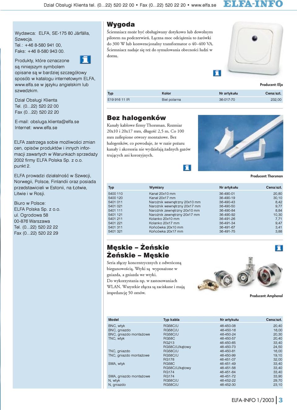 ..22) 520 22 00 Fax (0...22) 520 22 20 E-mail: obsluga.klienta@elfa.