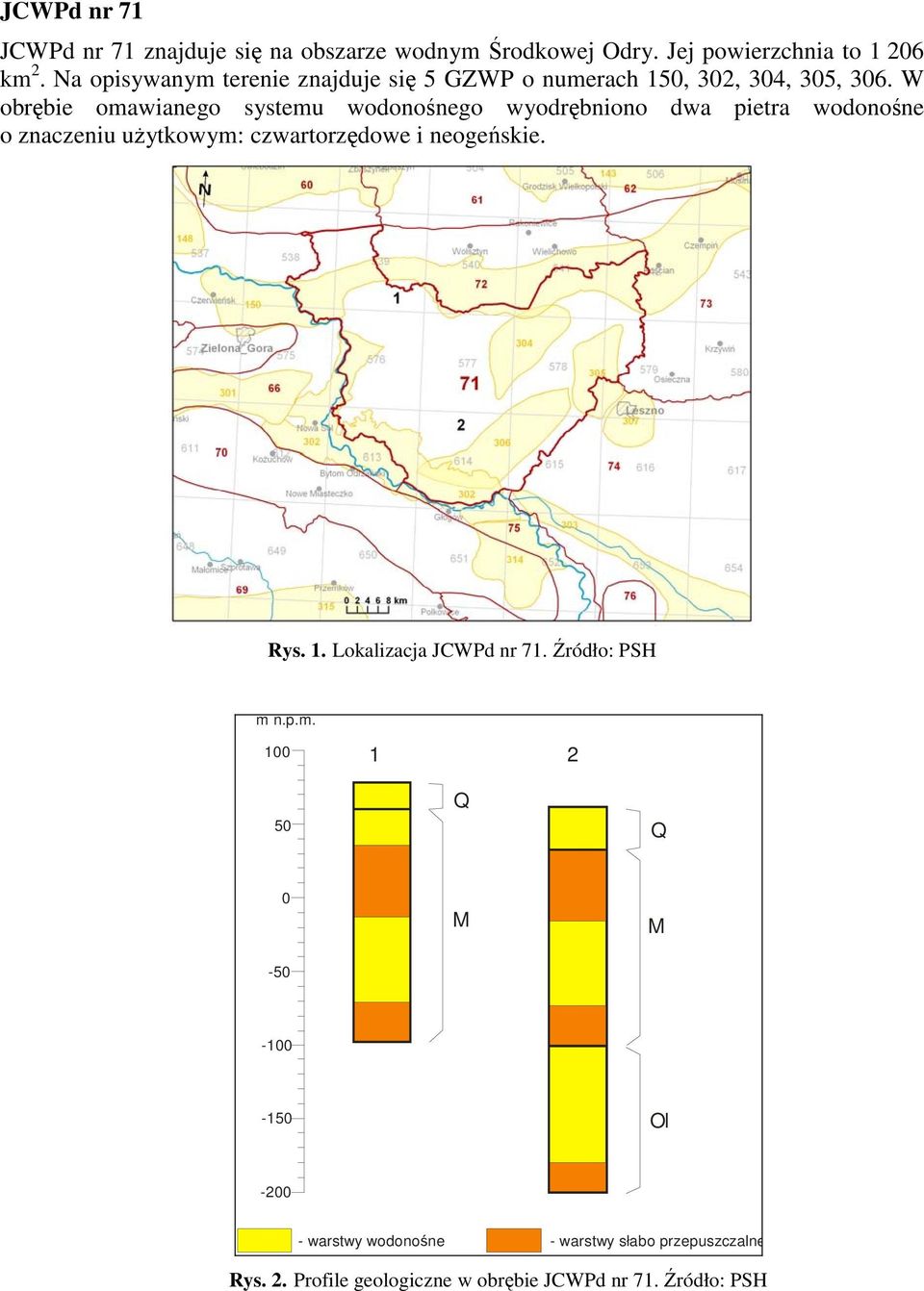 W obrębie omawianego systemu wodonośnego wyodrębniono dwa pietra wodonośne o znaczeniu użytkowym: czwartorzędowe i neogeńskie.