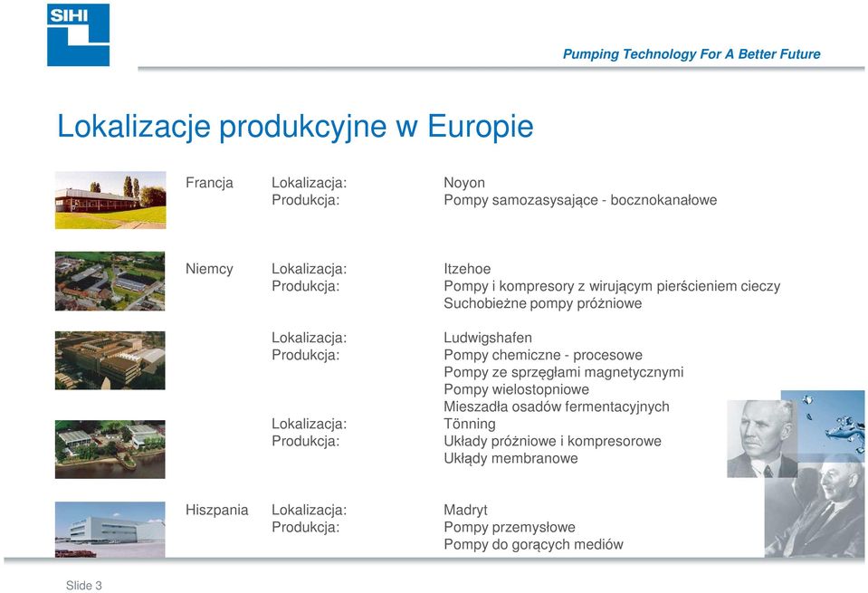 Ludwigshafen Pompy chemiczne - procesowe Pompy ze sprzęgłami magnetycznymi Pompy wielostopniowe Mieszadła osadów fermentacyjnych Tönning