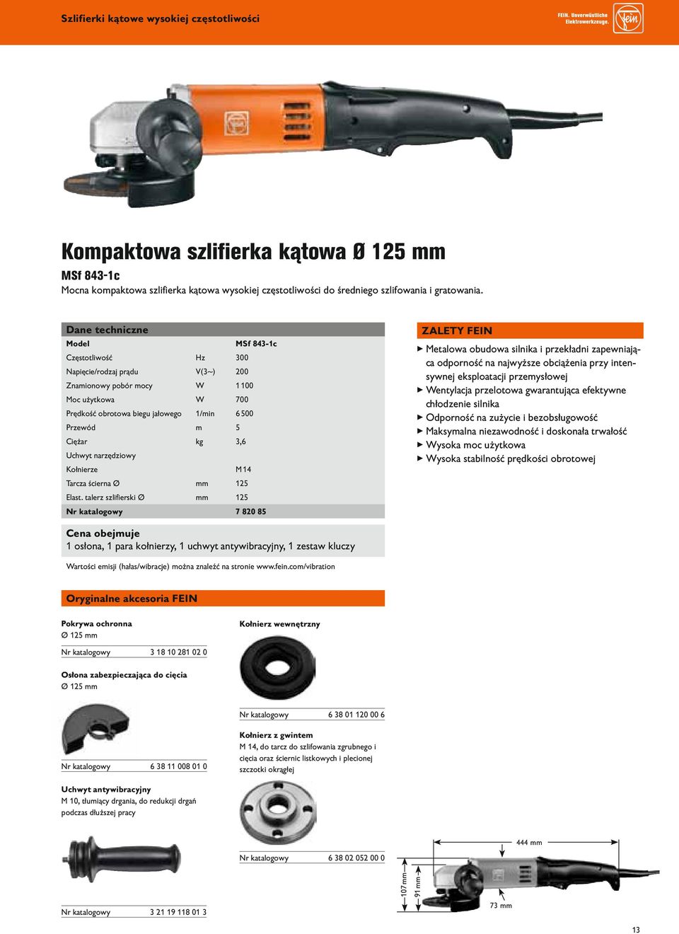 kg 3,6 Uchwyt narzędziowy Kołnierze M 14 Tarcza ścierna Ø mm 125 Elast.