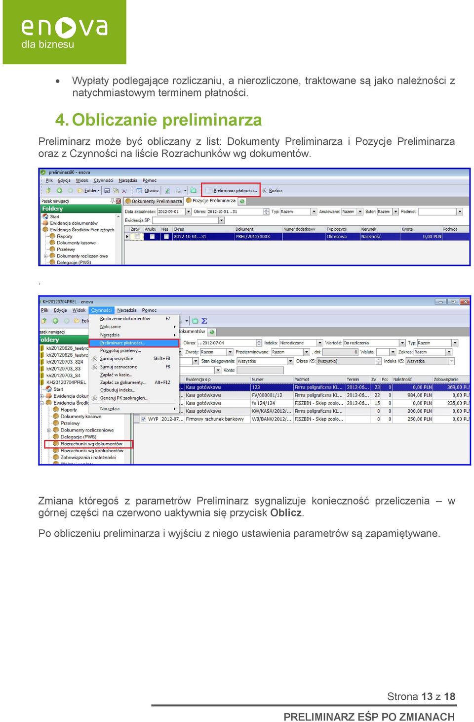 liście Rozrachunków wg dokumentów.