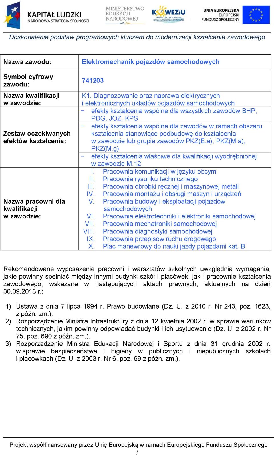 zawodów w ramach obszaru kształcenia stanowiące podbudowę do kształcenia w zawodzie lub grupie zawodów PKZ(E.a), PKZ(M.a), PKZ(M.g) efekty kształcenia właściwe dla kwalifikacji wyodrębnionej w zawodzie M.