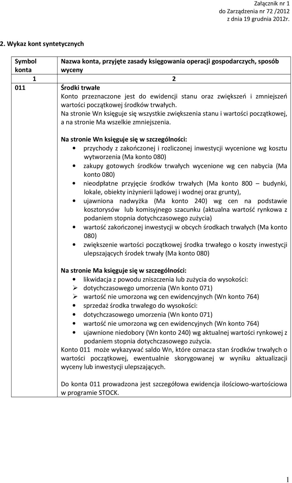 przychody z zakończonej i rozliczonej inwestycji wycenione wg kosztu wytworzenia (Ma konto 080) zakupy gotowych środków trwałych wycenione wg cen nabycia (Ma konto 080) nieodpłatne przyjęcie środków