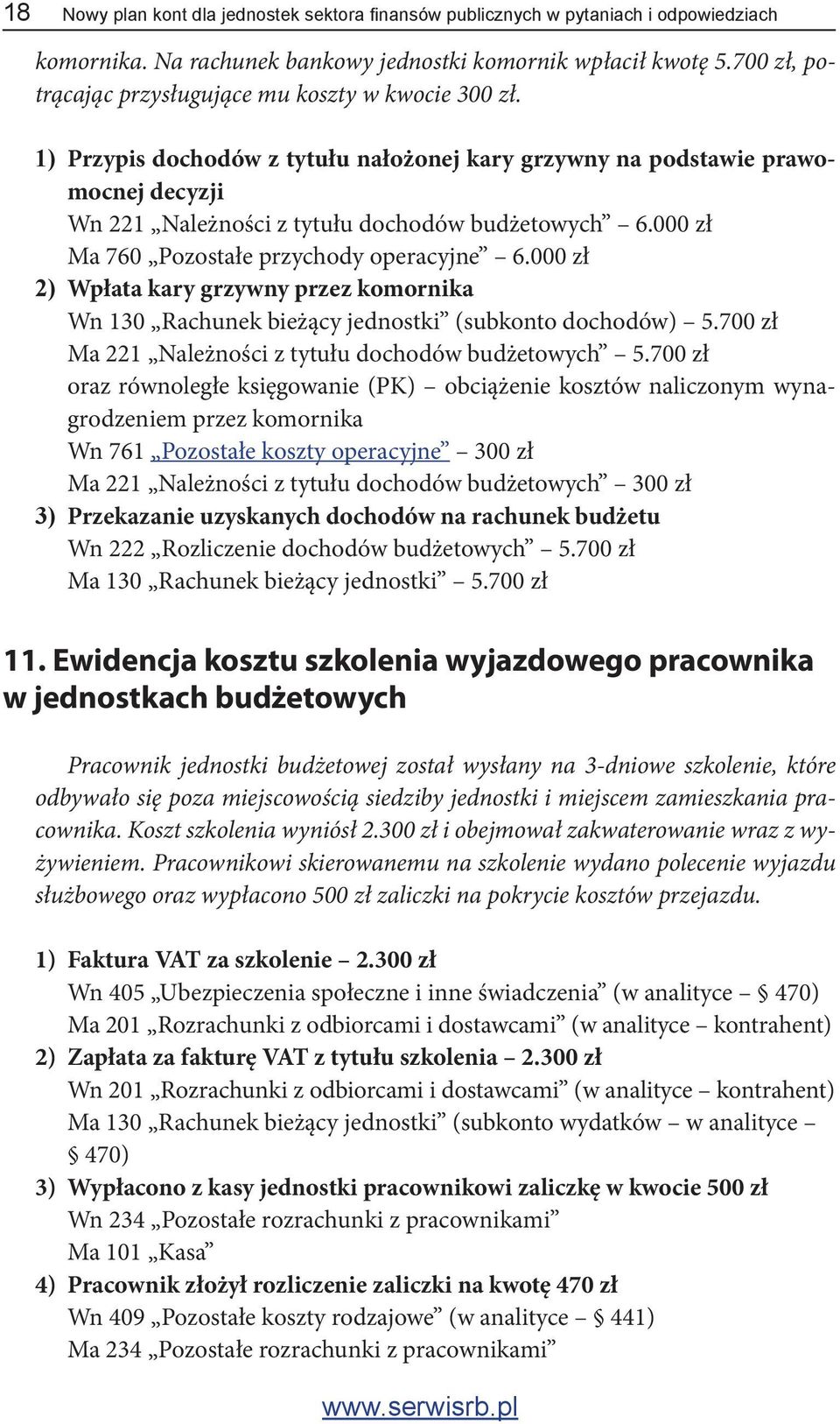 000 zł Ma 760 Pozostałe przychody operacyjne 6.000 zł 2) Wpłata kary grzywny przez komornika Wn 130 Rachunek bieżący jednostki (subkonto dochodów) 5.