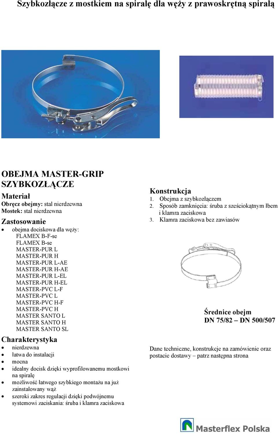 MASTER SANTO SL nierdzewna atwa do instalacji mocna idealny docisk dziki wyprofilowanemu mostkowi na spiral moliwo atwego szybkiego montau na ju zainstalowany w szeroki zakres regulacji dziki