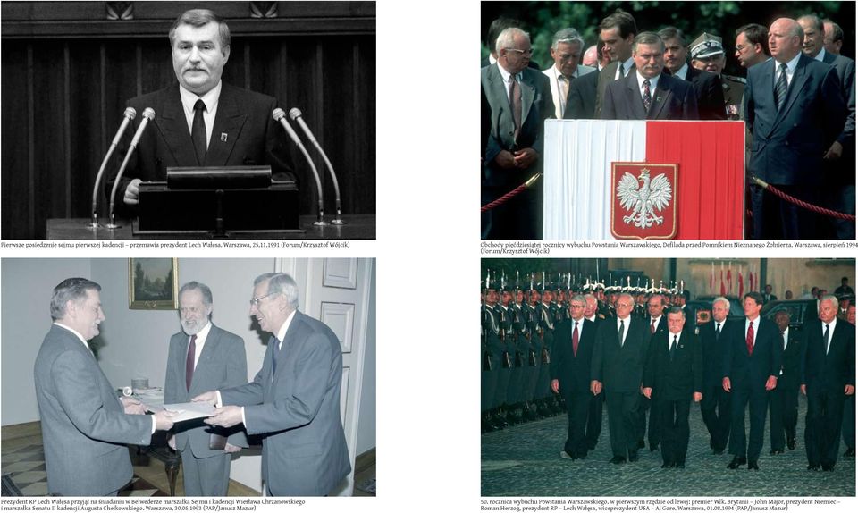 Warszawa, sierpień 1994 (Forum/Krzysztof Wójcik) Prezydent RP Lech Wałęsa przyjął na śniadaniu w Belwederze marszałka Sejmu i kadencji Wiesława Chrzanowskiego i marszałka Senatu II