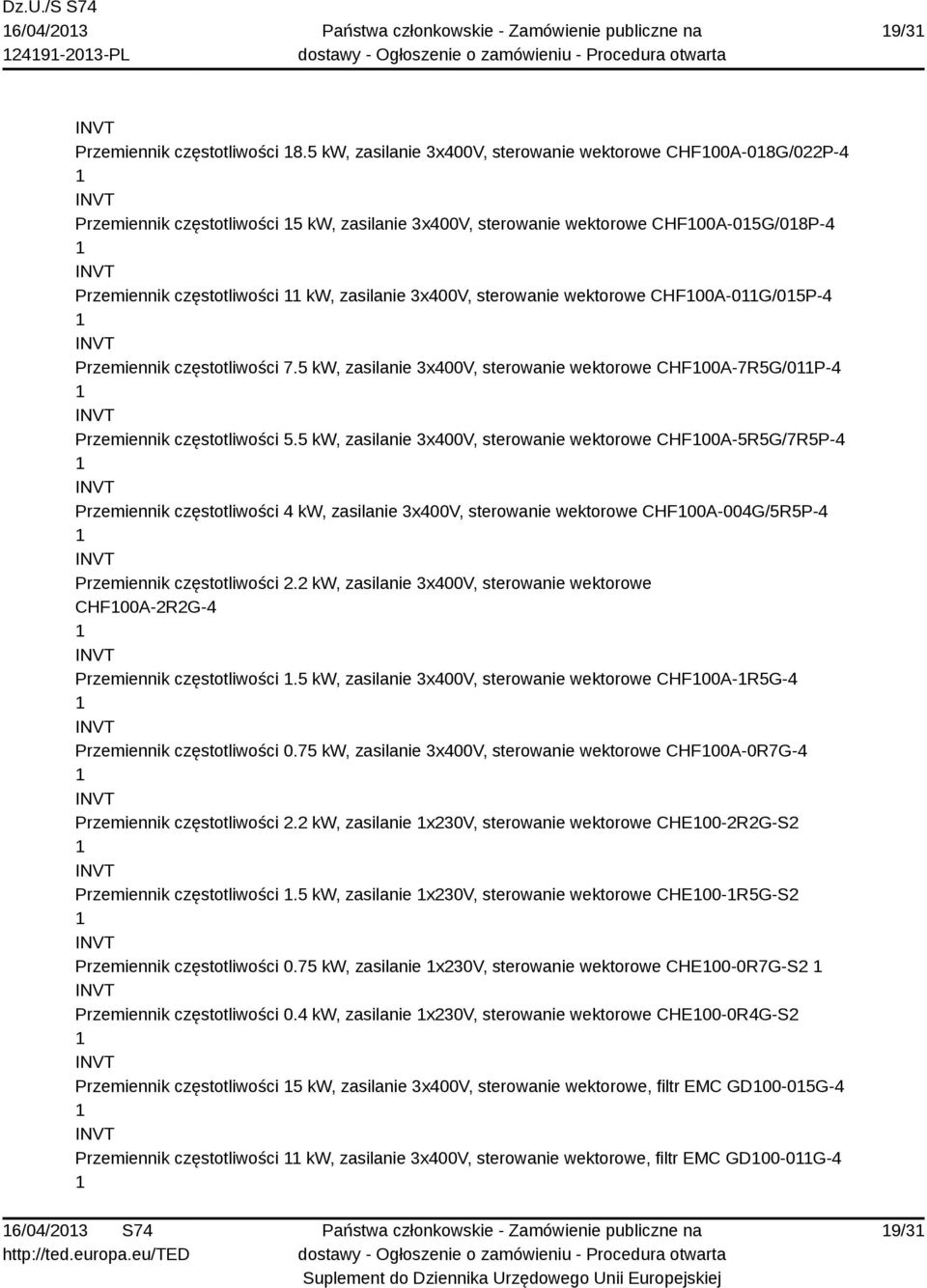 3x400V, sterowanie wektorowe CHF00A-0G/05P-4 Przemiennik częstotliwości 7.5 kw, zasilanie 3x400V, sterowanie wektorowe CHF00A-7R5G/0P-4 Przemiennik częstotliwości 5.