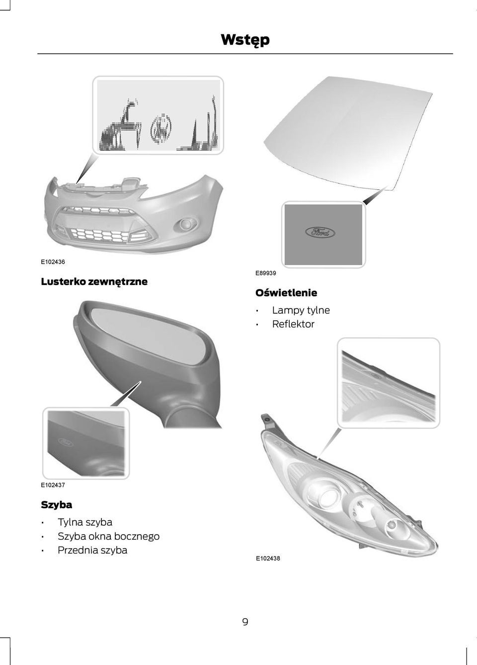 Reflektor E102437 Szyba Tylna szyba