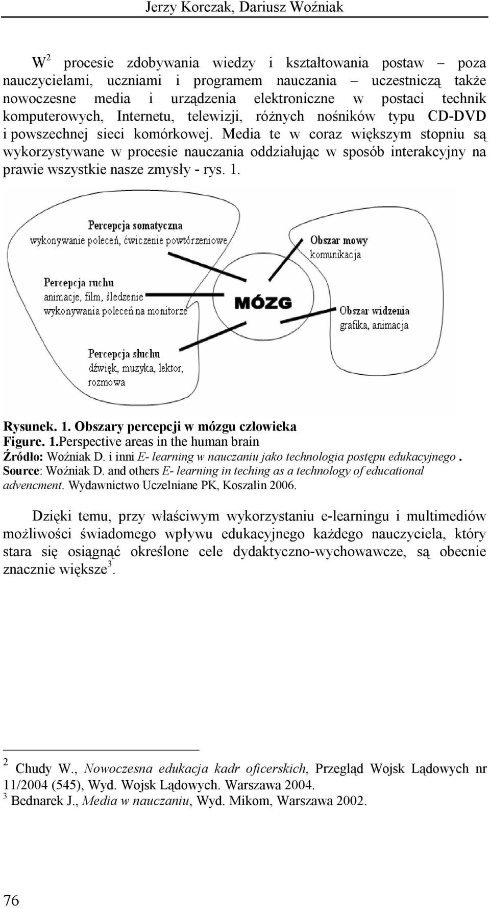 Media te w coraz większym stopniu są wykorzystywane w procesie nauczania oddziałując w sposób interakcyjny na prawie wszystkie nasze zmysły - rys. 1. W 2 Rysunek. 1. Obszary percepcji w mózgu człowieka Figure.