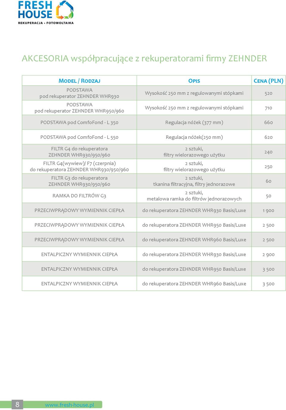 WHR930/950/960 FILTR G4(wywiew)/ F7 (czerpnia) do rekuperatora ZEHNDER WHR930/950/960 FILTR G3 do rekuperatora ZEHNDER WHR930/950/960 RAMKA DO FILTRÓW G3 2 sztuki, filtry wielorazowego użytku 2