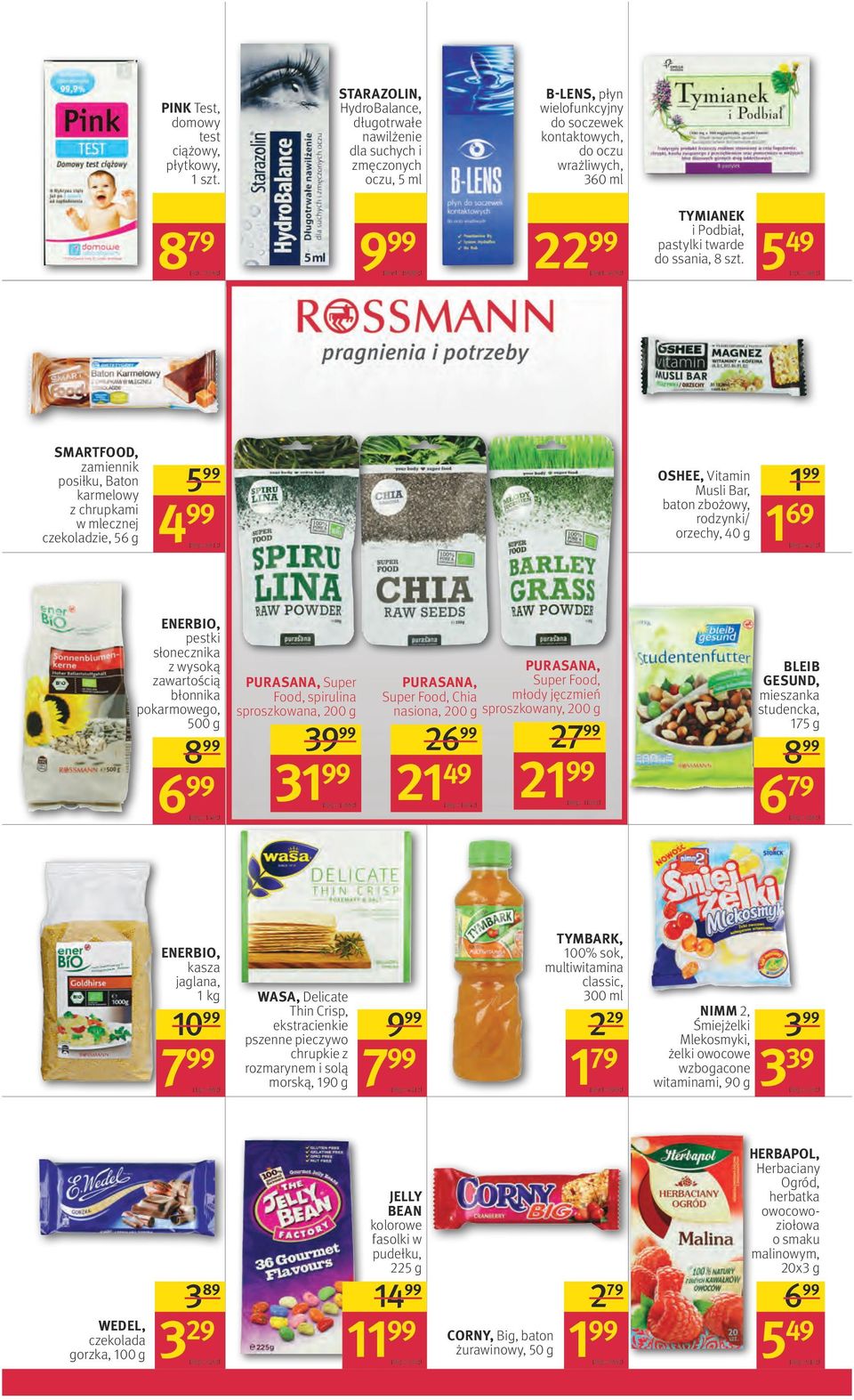 49 1 szt, = 0,69 zł SMARTFOOD, zamiennik posiłku, Baton karmelowy z chrupkami w mlecznej czekoladzie, 56 g 100 g = 8,91 zł OSHEE, Vitamin Musli Bar, baton zbożowy, rodzynki/ orzechy, 40 g 1 99 1 69