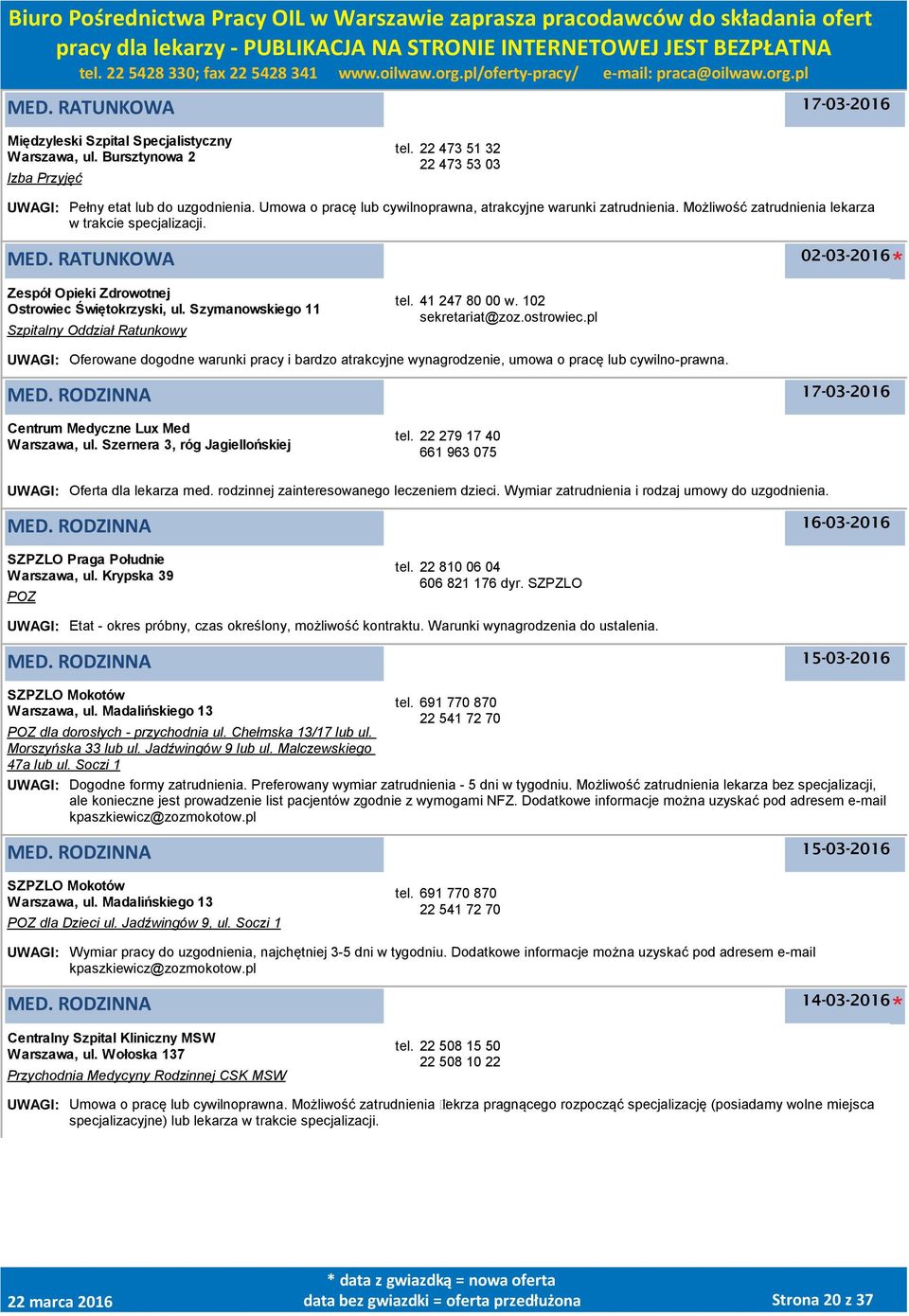 Szymanowskiego 11 Szpitalny Oddział Ratunkowy tel. 41 247 80 00 w. 102 sekretariat@zoz.ostrowiec.