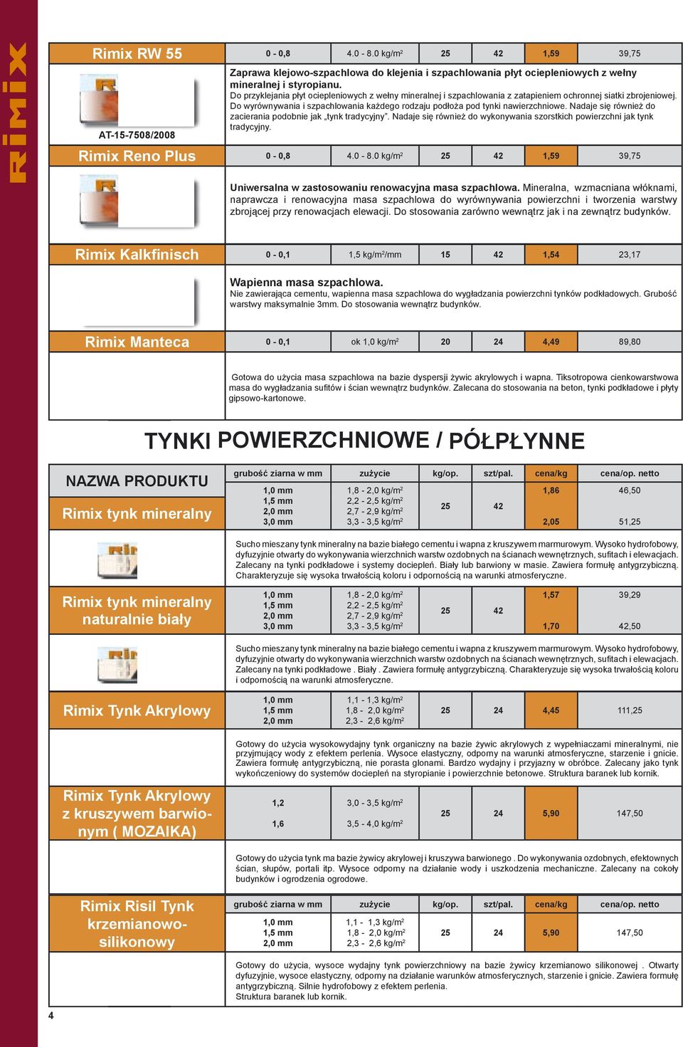 Nadaje się również do zacierania podobnie jak tynk tradycyjny. Nadaje się również do wykonywania szorstkich powierzchni jak tynk tradycyjny. Rimix Reno Plus 0-0,8 4.0-8.