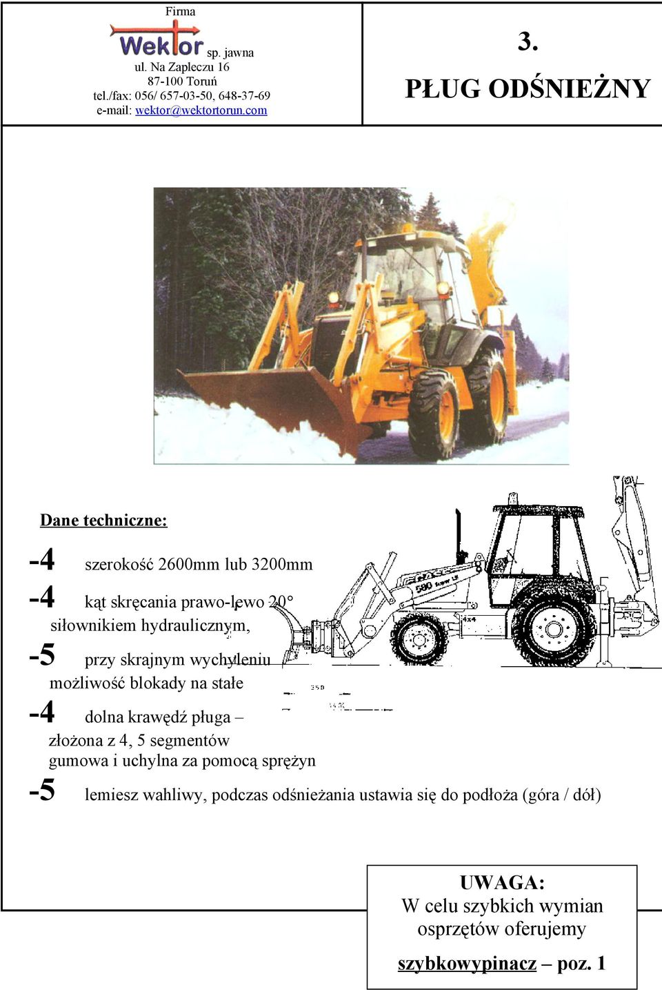 pługa złożona z 4, 5 segmentów gumowa i uchylna za pomocą sprężyn -5 lemiesz wahliwy, podczas