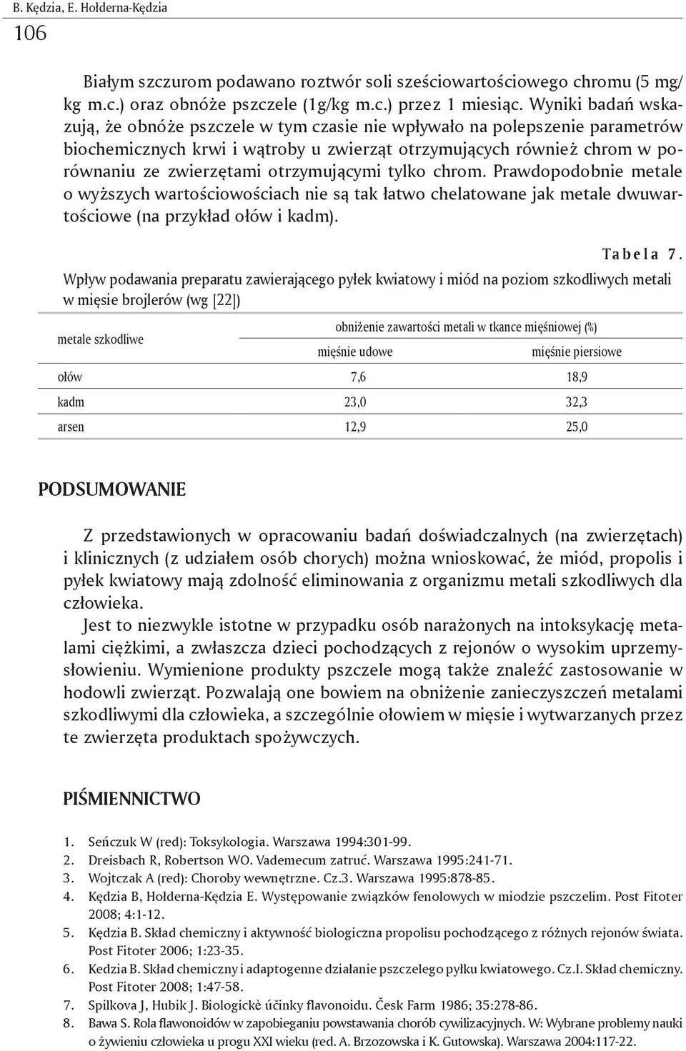 otrzymującymi tylko chrom. Prawdopodobnie metale o wyższych wartościowościach nie są tak łatwo chelatowane jak metale dwuwartościowe (na przykład ołów i kadm). Ta b e l a 7.