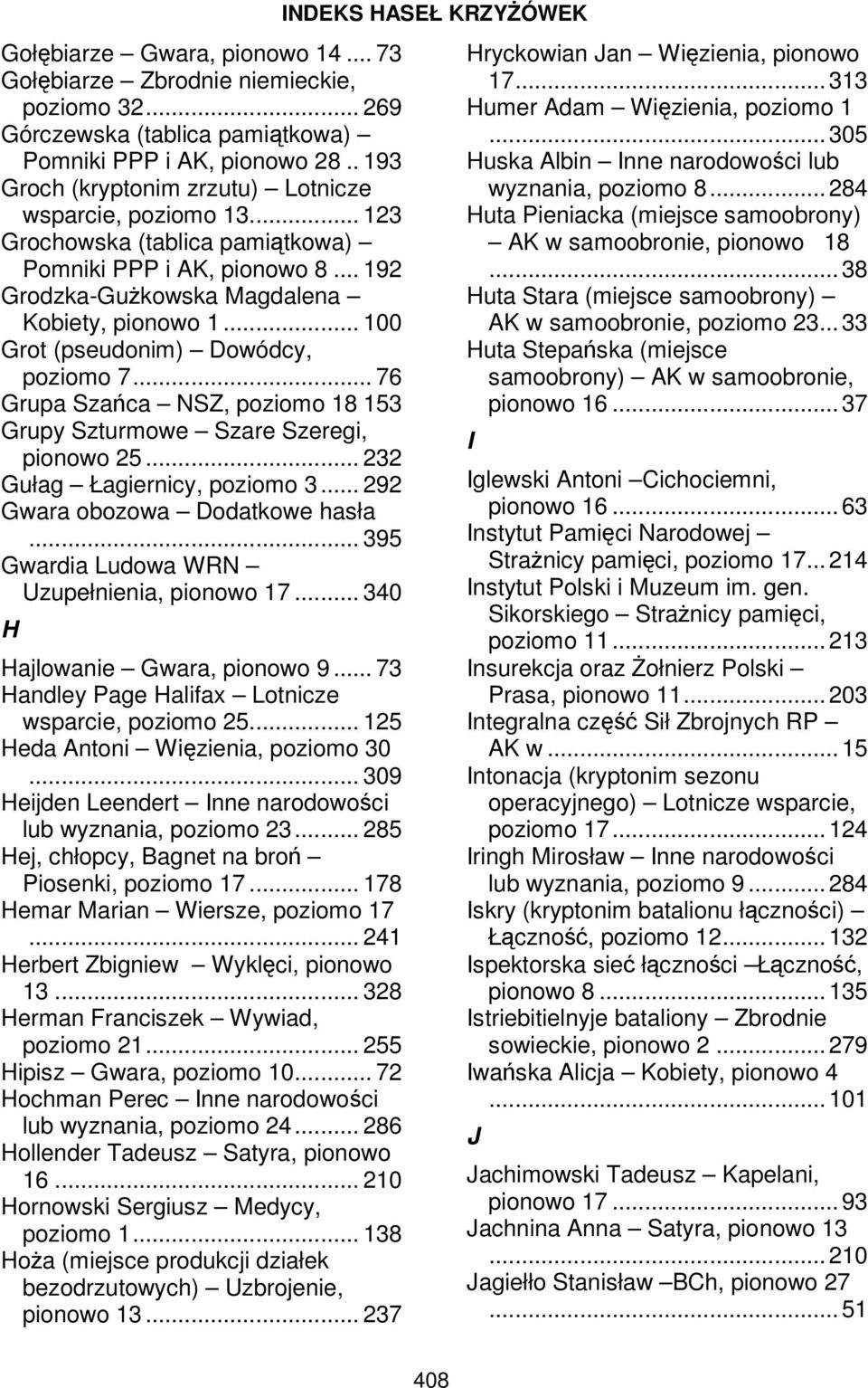 .. 100 Grot (pseudonim) Dowódcy, poziomo 7... 76 Grupa Szańca NSZ, poziomo 18 153 Grupy Szturmowe Szare Szeregi, pionowo 25... 232 Gułag Łagiernicy, poziomo 3... 292 Gwara obozowa Dodatkowe hasła.