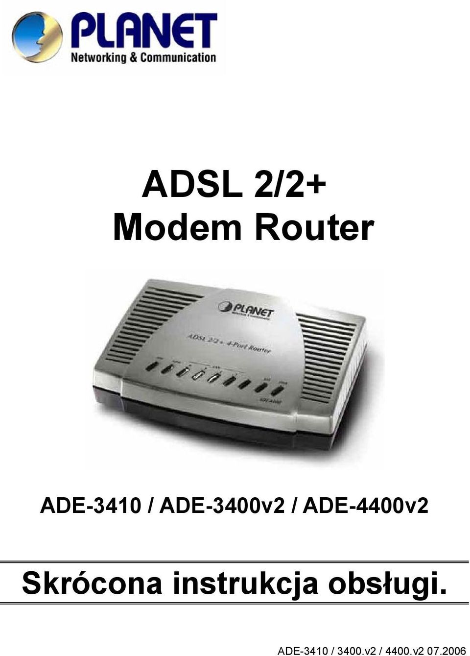 ADE-4400v2 Skrócona instrukcja