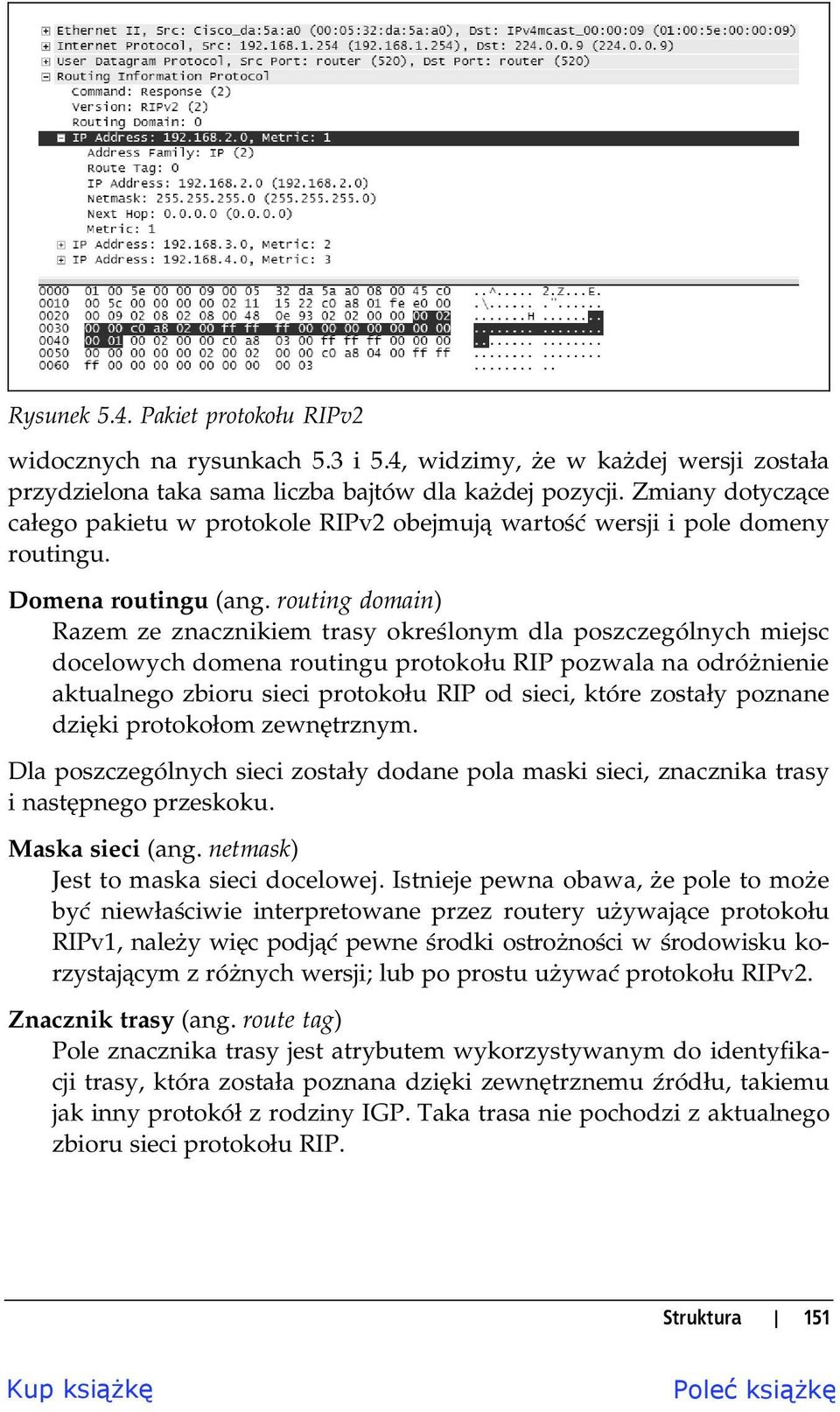 routing domain) Razem ze znacznikiem trasy okre lonym dla poszczególnych miejsc docelowych domena routingu protoko u RIP pozwala na odró nienie aktualnego zbioru sieci protoko u RIP od sieci, które