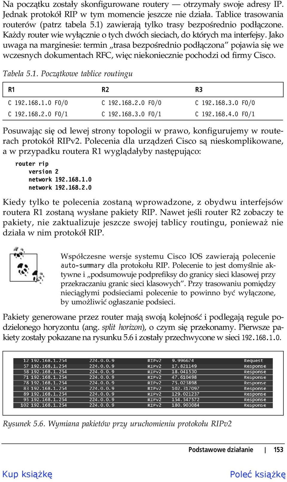 Jako uwaga na marginesie: termin trasa bezpo rednio pod czona pojawia si we wczesnych dokumentach RFC, wi c niekoniecznie pochodzi od firmy Cisco. Tabela 5.1.