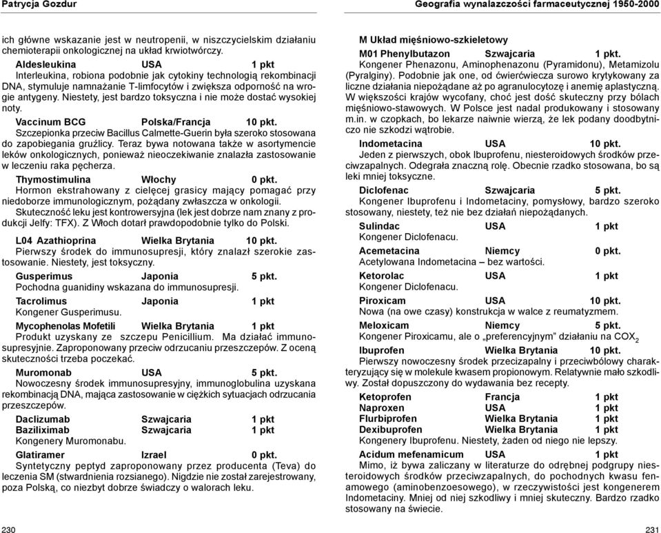 Niestety, jest bardzo toksyczna i nie może dostać wysokiej noty. Vaccinum BCG Polska/Francja 10 pkt. Szczepionka przeciw Bacillus Calmette-Guerin była szeroko stosowana do zapobiegania gruźlicy.