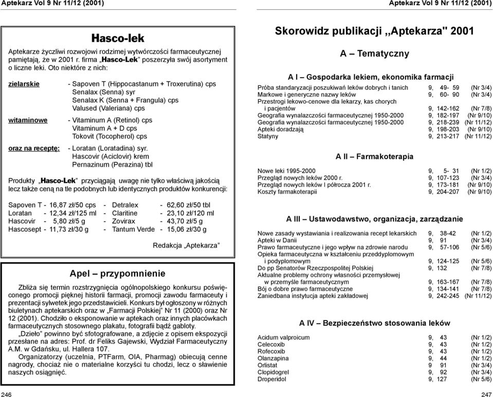 Oto niektóre z nich: zielarskie witaminowe oraz na receptę: - Sapoven T (Hippocastanum + Troxerutina) cps - Senalax (Senna) syr - Senalax K (Senna + Frangula) cps - Valused (Valeriana) cps -