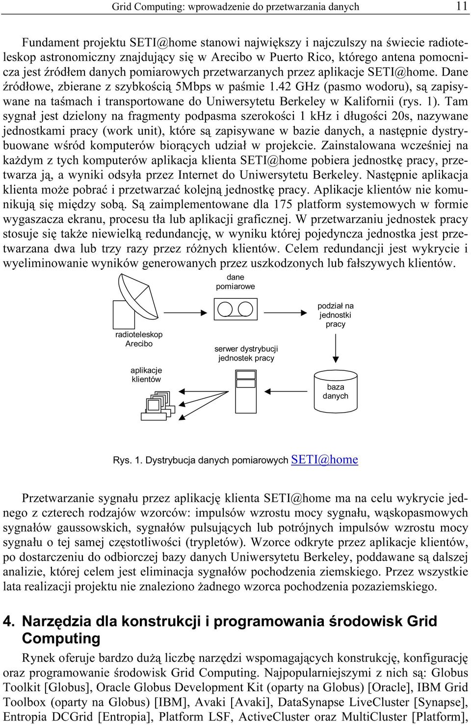 42 GHz (pasmo wodoru), są zapisywane na taśmach i transportowane do Uniwersytetu Berkeley w Kalifornii (rys. 1).