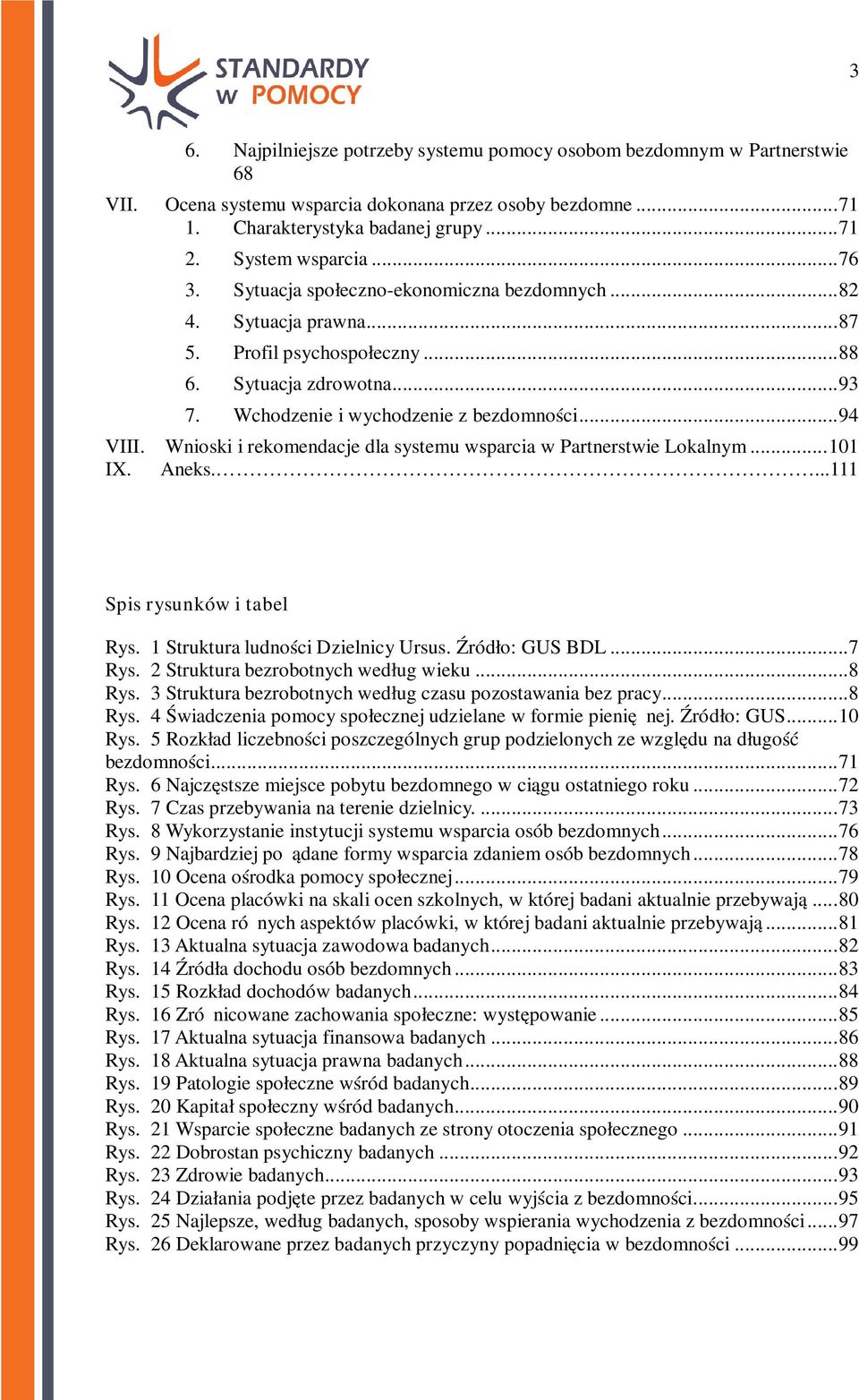 Wnioski i rekomendacje dla systemu wsparcia w Partnerstwie Lokalnym... 101 IX. Aneks....111 Spis rysunków i tabel Rys. 1 Struktura ludności Dzielnicy Ursus. Źródło: GUS BDL...7 Rys.