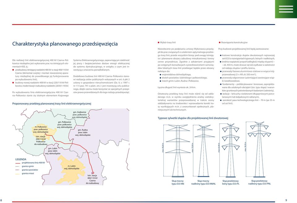 nowej rozdzielni 400 kv w stacji 220/110 kv Polkowice, modernizacji i rozbudowy rozdzielni 220 kv i 110 kv.