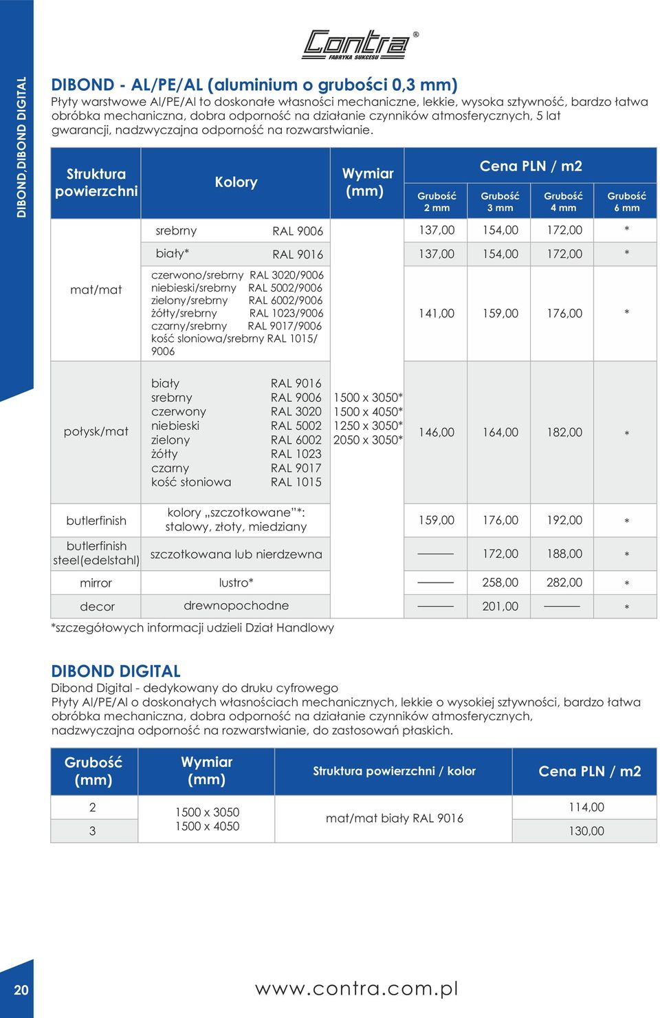 Struktura powierzchni mat/mat srebrny biały* Kolory RAL 900 RAL 901 czerwono/srebrny RAL 00/900 niebieski/srebrny RAL 00/900 zielony/srebrny RAL 00/900 żółty/srebrny RAL /900 czarny/srebrny RAL