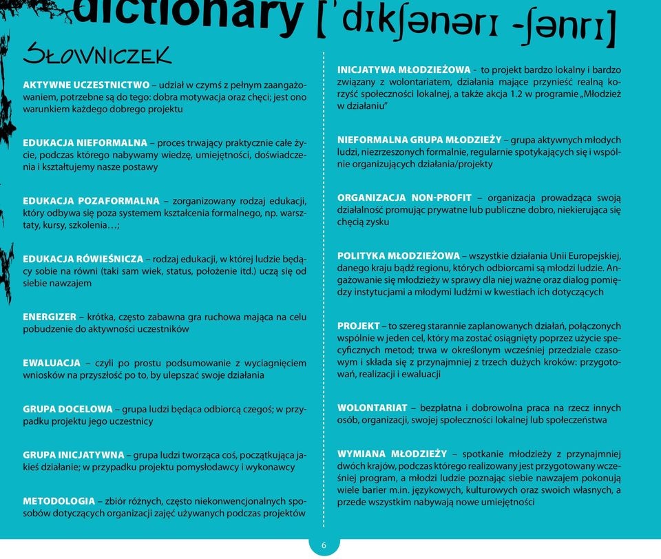 2 w programie Młodzież w działaniu edukacja nieformalna proces trwający praktycznie całe życie, podczas którego nabywamy wiedzę, umiejętności, doświadczenia i kształtujemy nasze postawy nieformalna