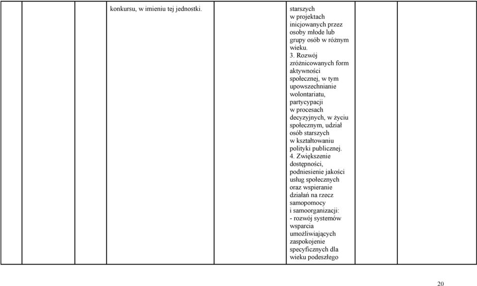 społecznym, udział osób starszych w kształtowaniu polityki publicznej. 4.