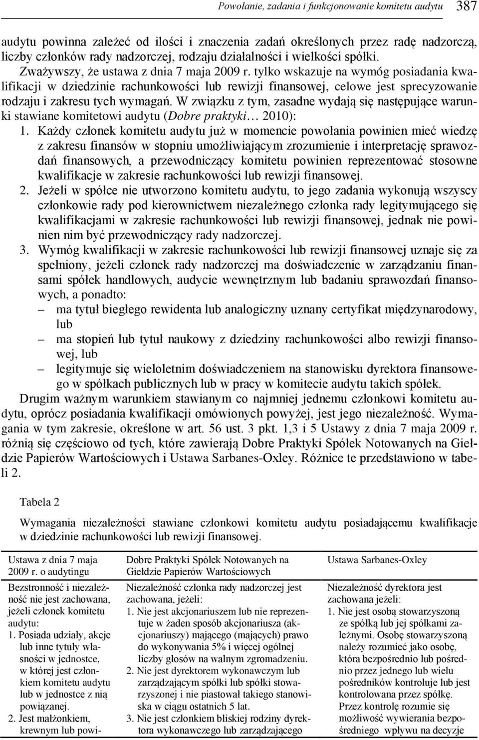 tylko wskazuje na wymóg posiadania kwalifikacji w dziedzinie rachunkowości lub rewizji finansowej, celowe jest sprecyzowanie rodzaju i zakresu tych wymagań.