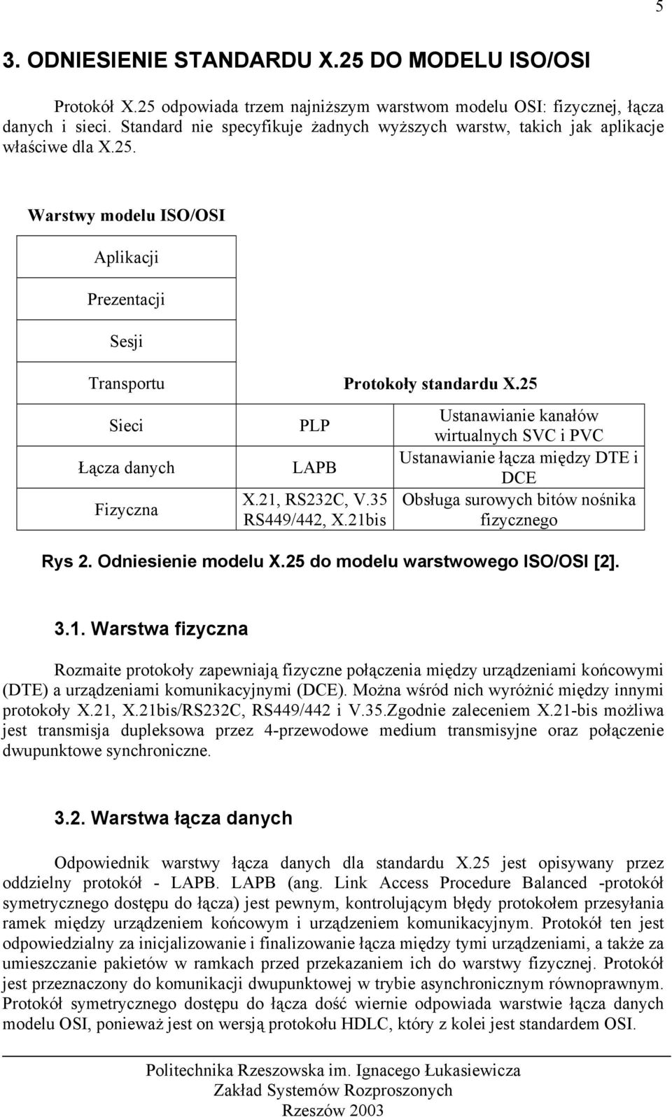 25 Sieci Łącza danych Fizyczna PLP LAPB X.21, RS232C, V.35 RS449/442, X.