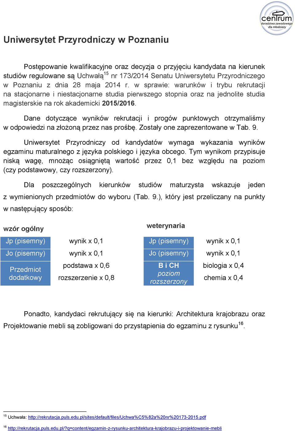 Dane dotyczące wyników rekrutacji i progów punktowych otrzymaliśmy w odpowiedzi na złożoną przez nas prośbę. Zostały one zaprezentowane w Tab. 9.