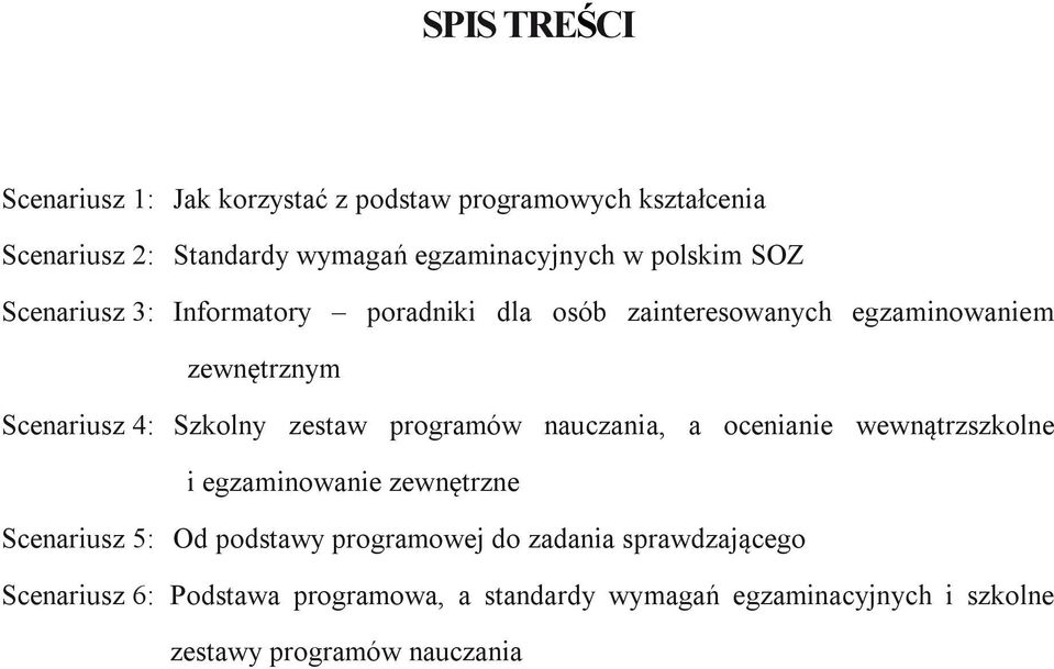 zestaw programów nauczania, a ocenianie wewnątrzszkolne i egzaminowanie zewnętrzne Scenariusz 5: Od podstawy programowej do