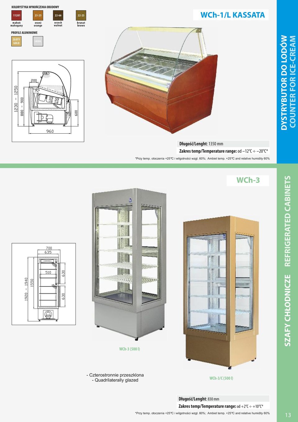 C 20 C* WCh-3 REFRIGERATED CABINETS WCh-3 (500 l) SZAFY CHŁODNICZE - Czterostronnie przeszklona -