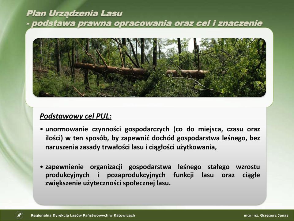 ciągłości użytkowania, zapewnienie organizacji gospodarstwa leśnego stałego wzrostu