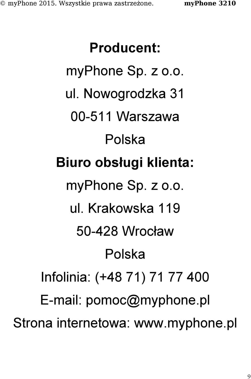 myphone Sp. z o.o. ul.