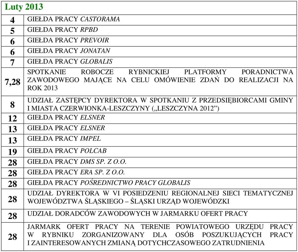 ELSNER 13 GIEŁDA PRACY ELSNER 13 GIEŁDA PRACY IMPEL 19 GIEŁDA PRACY POL