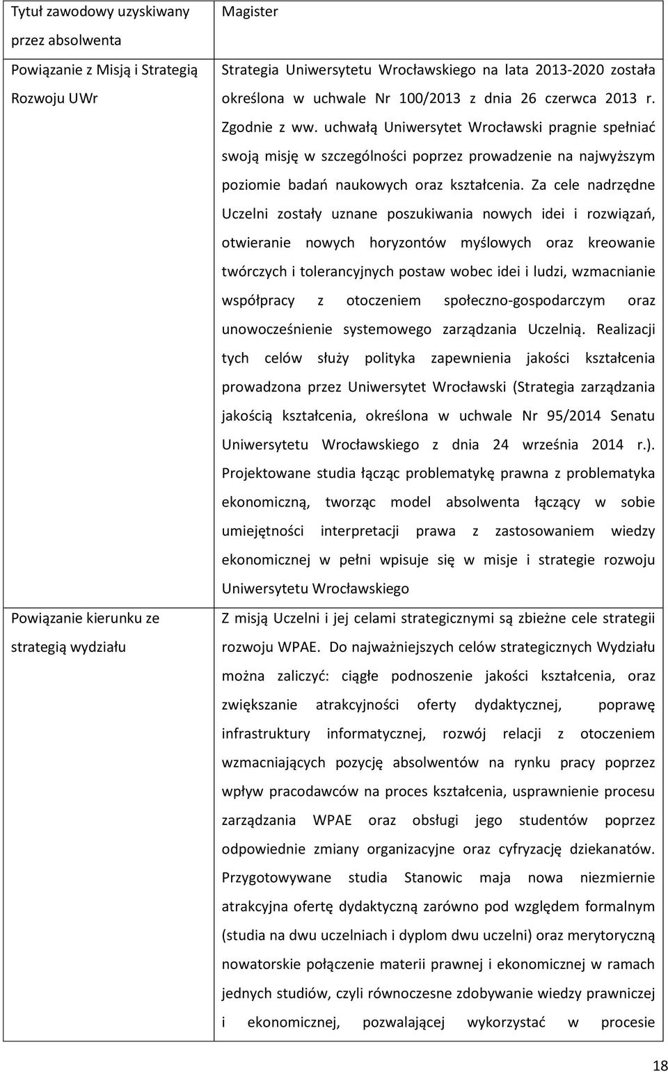 uchwałą Uniwersytet Wrocławski pragnie spełniać swoją misję w szczególności poprzez prowadzenie na najwyższym poziomie badań naukowych oraz kształcenia.